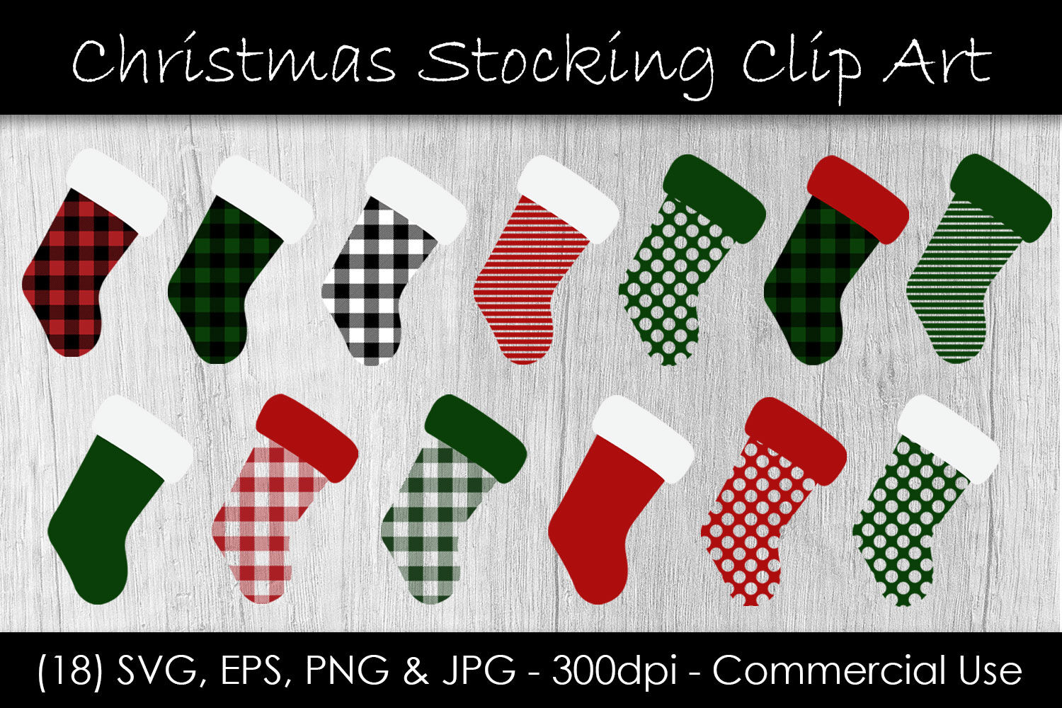 Christmas Stocking Buffalo Check Clip Art By Gjsart Thehungryjpeg Com