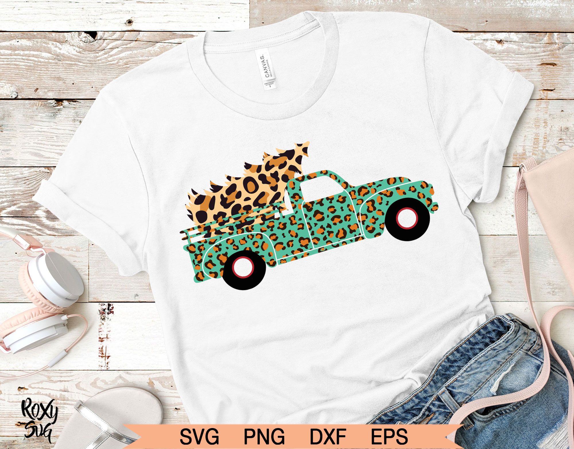 Christmas Tree Truck Svg Leopard Turquoise Truck Svg By Lovely Graphics Thehungryjpeg Com