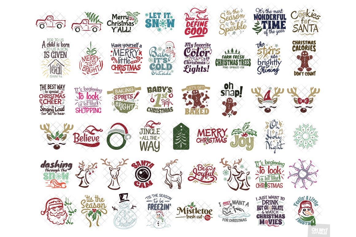 Download Free Christmas Svg Bundle 50 Designs By Ohmycuttables Thehungryjpeg Com Yellowimages Mockups