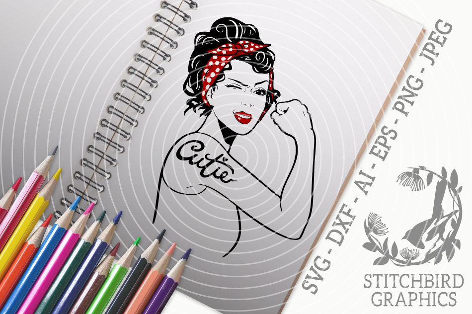 Rosie The Riveter Cutie Wink Bandana Svg Silhouette Studio Cricut By Stitchbird Graphics Thehungryjpeg Com