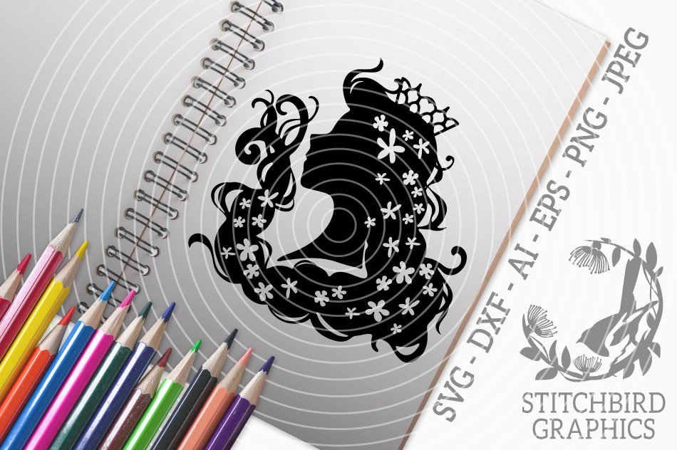 Download Rapunzel Svg Silhouette Studio Cricut Eps Dxf Ai Png Jpeg By Stitchbird Graphics Thehungryjpeg Com