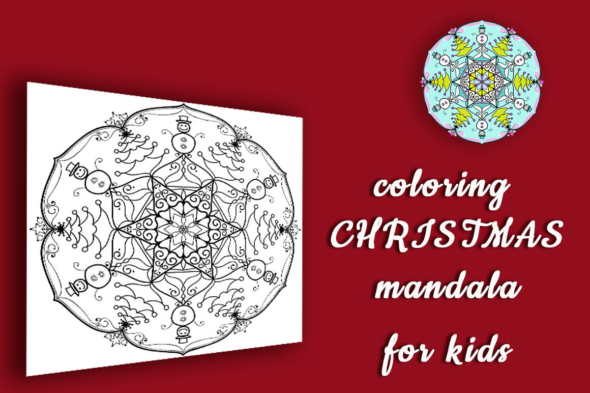 Christmas Coloring Mandala By Alefairyland Thehungryjpeg Com