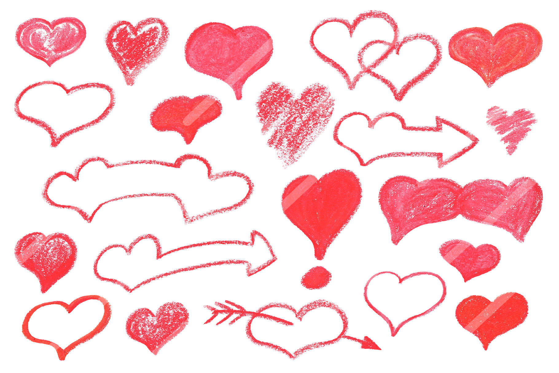 St Valentine Hearts Crayon Or Chalk Handdrawn Clipart By Rabbit And Pencil Thehungryjpeg Com