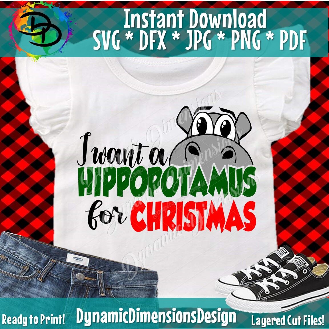 I want a hippopotamus for Christmas png download ORIGINAL DESIGNER
