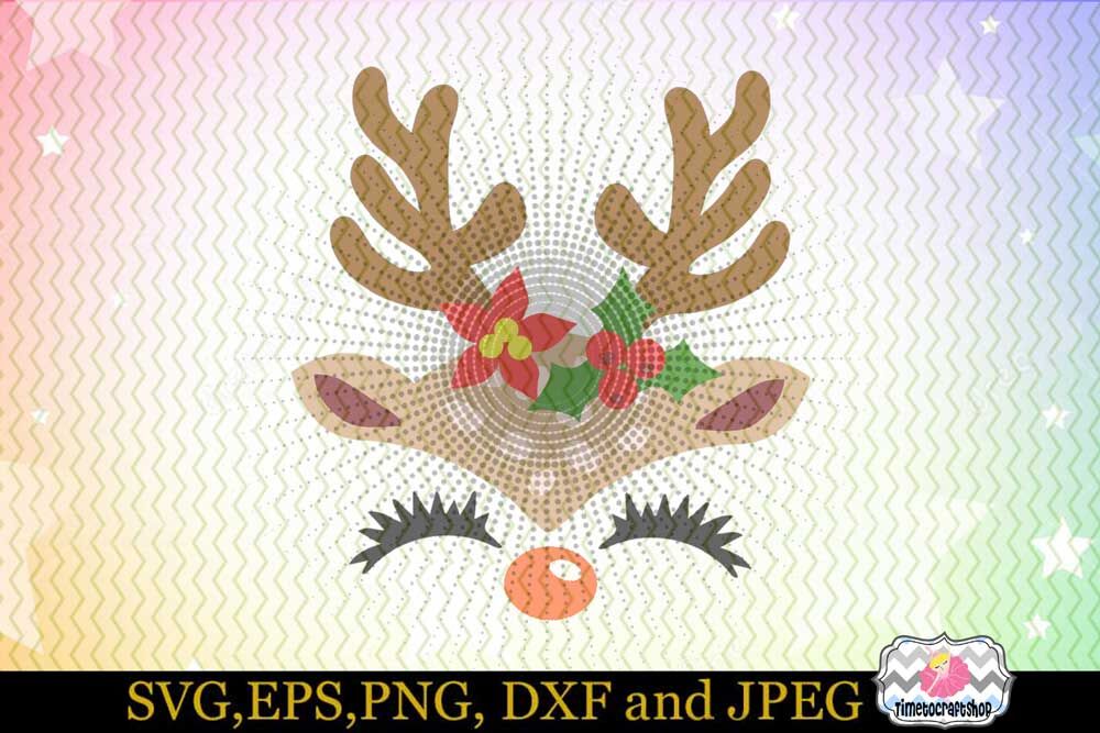 Svg Dxf Eps Png Cutting Files Christmas Reindeer Girl Face Cricut By Timetocraftshop Thehungryjpeg Com