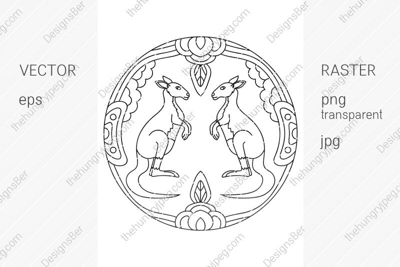 Coloring page with animals. Kangaroo By DesignsBer | TheHungryJPEG.com