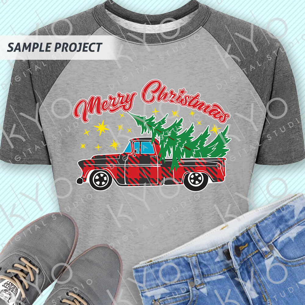 Merry Christmas Plaid Old Truck Svg Png Dxf Files By Kyo Digital Studio Thehungryjpeg Com