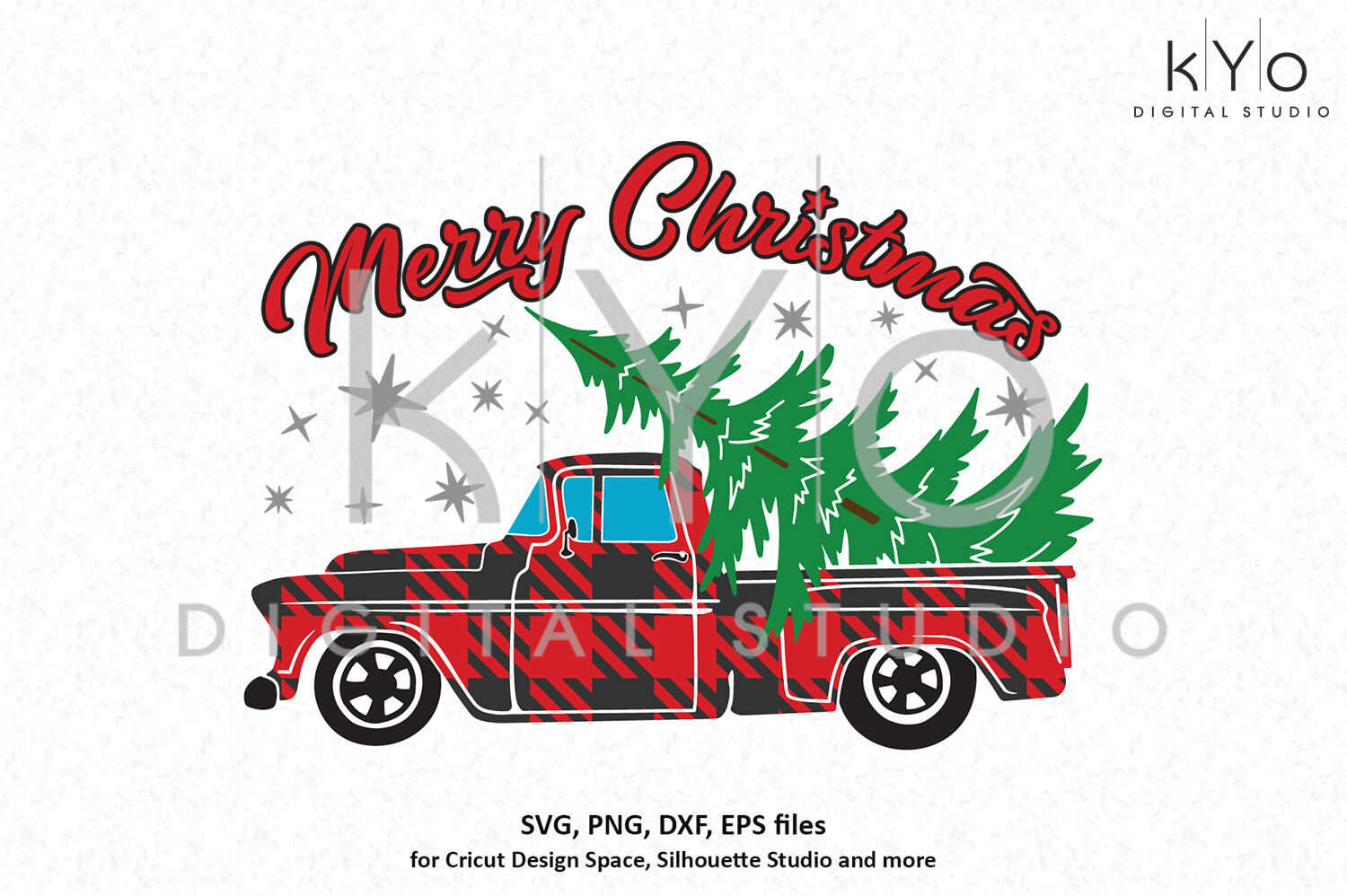 Merry Christmas Plaid Truck Svg Png Dxf Files By Kyo Digital Studio Thehungryjpeg Com