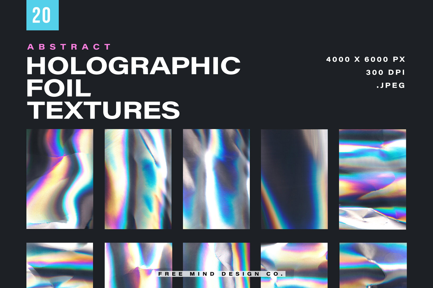 HOLOGRAPHIC FOIL TEXTURES By Free Mind Design Co. | TheHungryJPEG