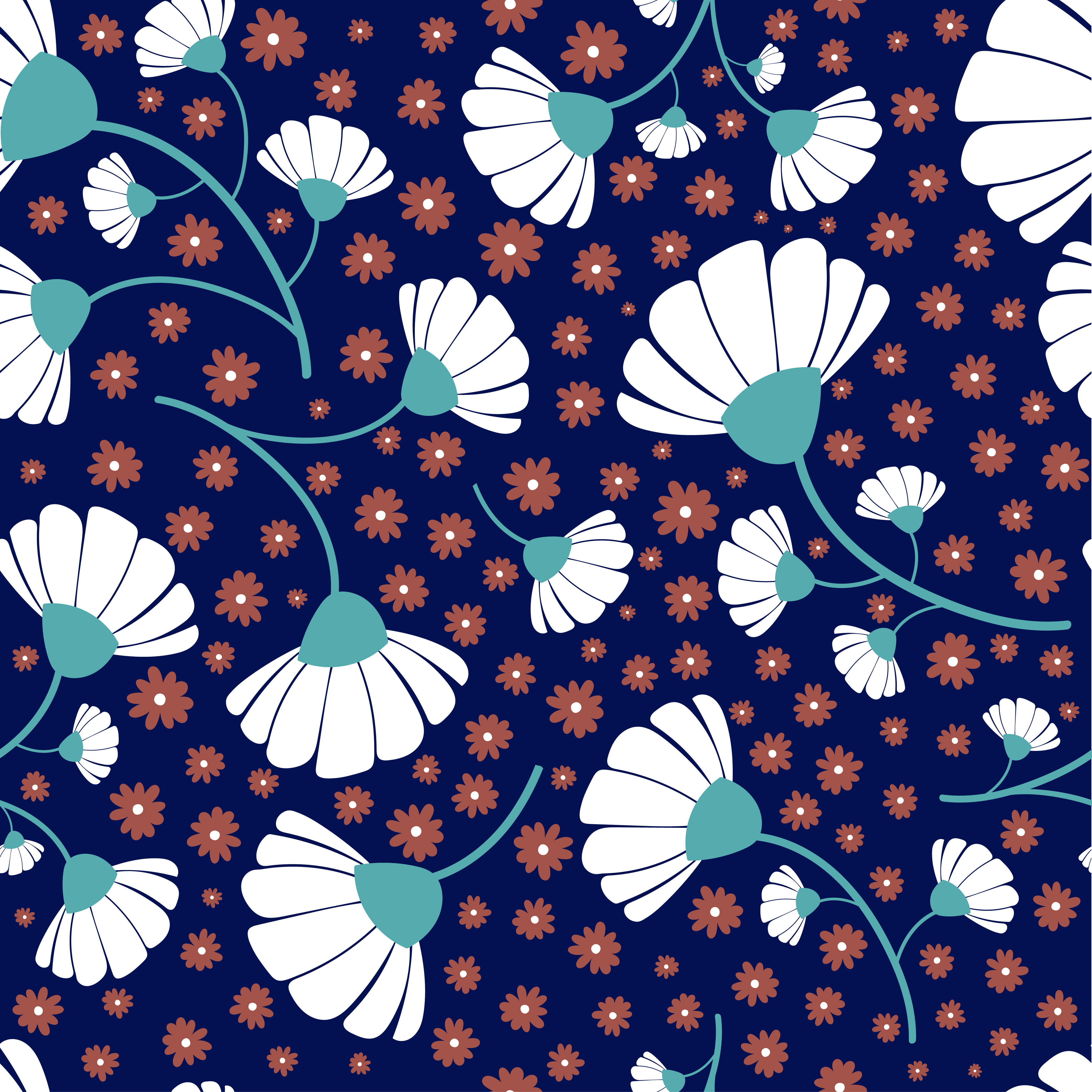 Daisy flowers seamless repeating pattern By AyselZDesign