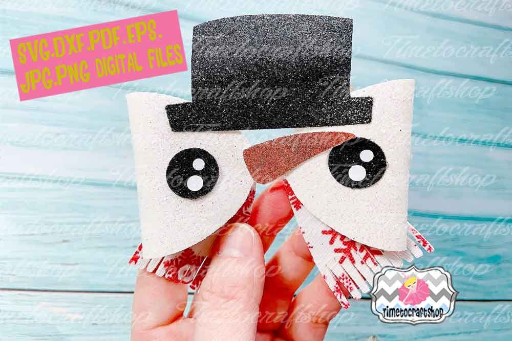 Holiday Christmas Snowman Hair Bow Template Svg Png Dxf Pdf Jpeg By Timetocraftshop Thehungryjpeg Com