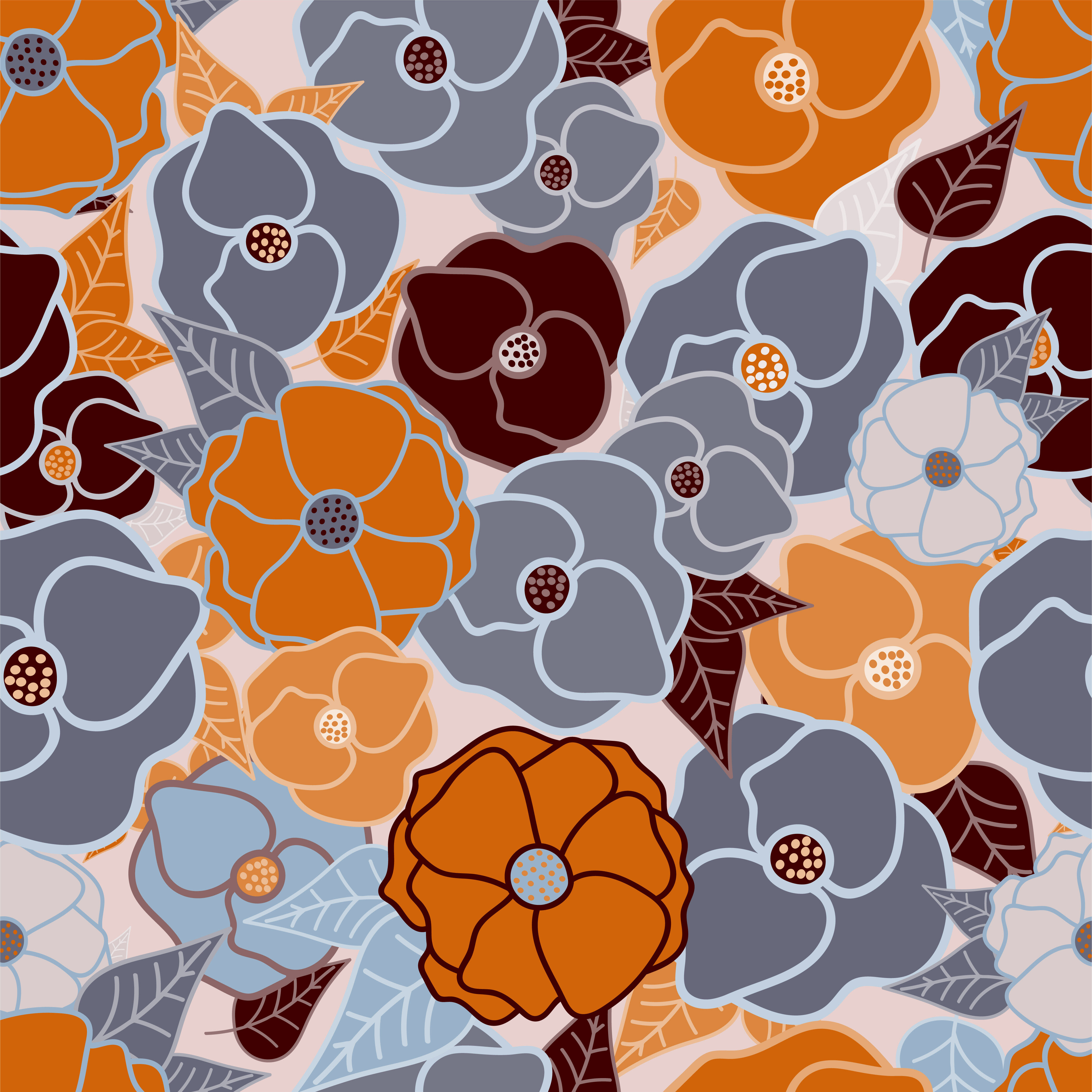 Poppy flowers seamless repeating pattern By AyselZDesign