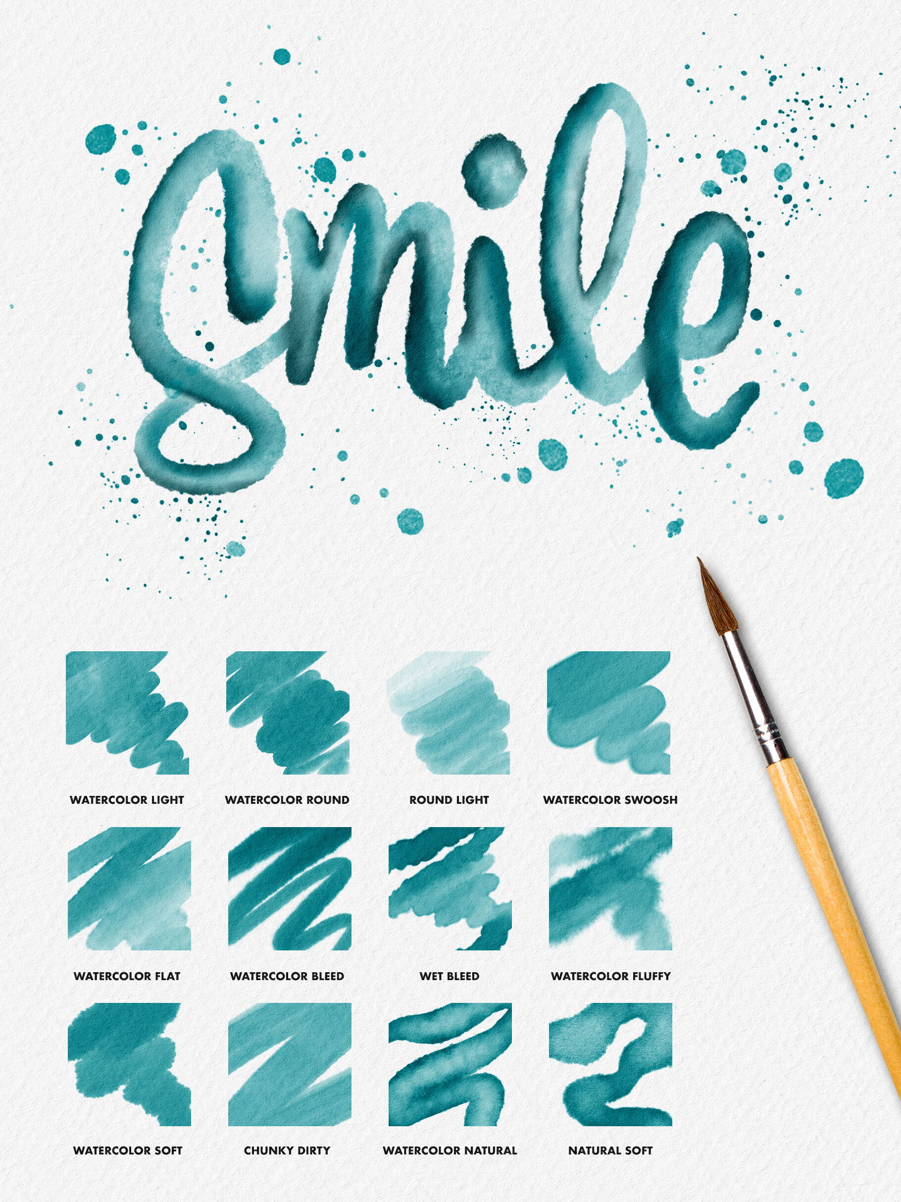 Procreate 5 Watercolor Brushes By Seamless Team | TheHungryJPEG