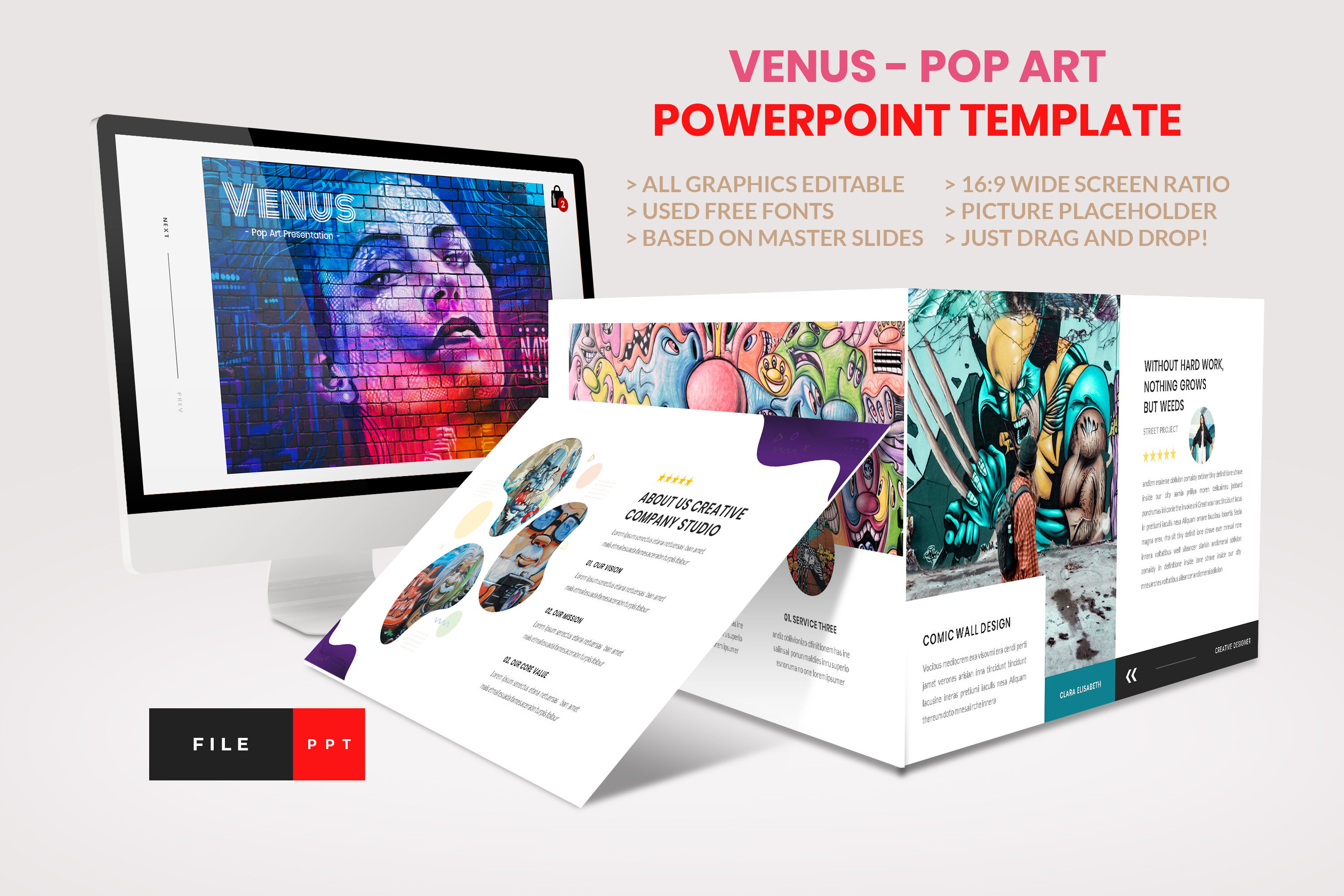 Pop Art Creative Powerpoint Template By Artstoreid Thehungryjpeg Com