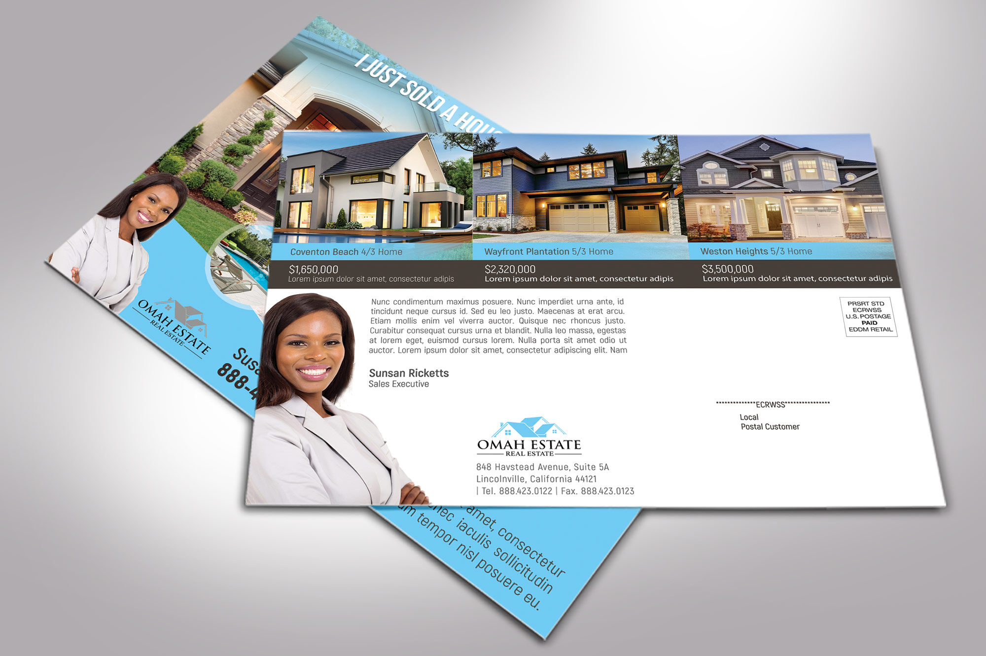 Real Estate EDDM Postcard Template By Godserv Designs Within Real Estate Postcards Templates