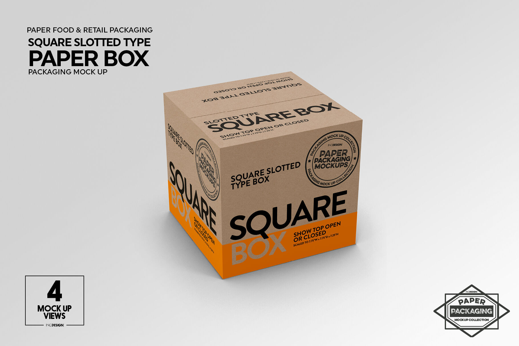Download Square Slotted-Type Paper Box Mockup By INC Design Studio | TheHungryJPEG.com