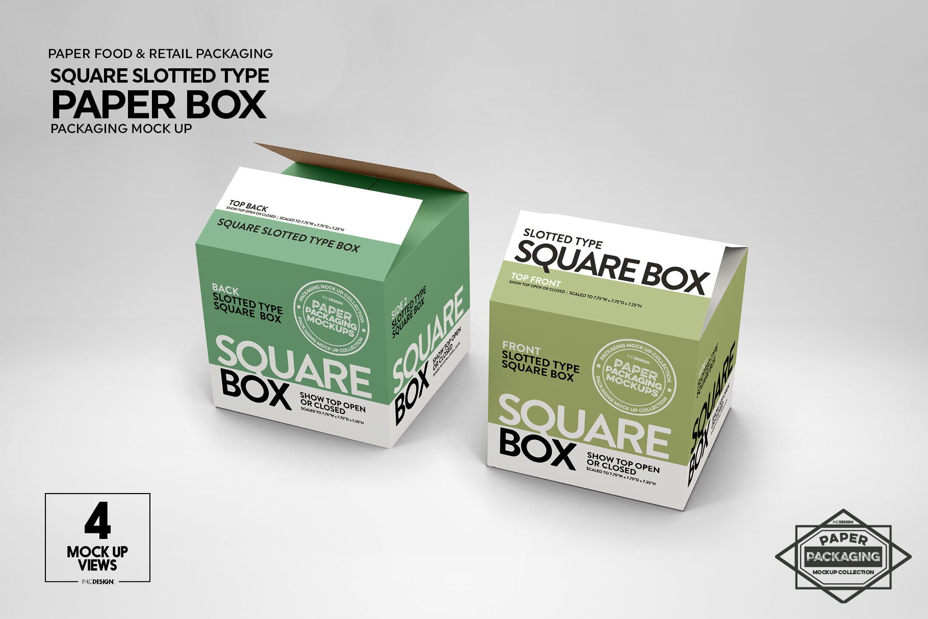 Download Square Slotted-Type Paper Box Mockup By INC Design Studio ...