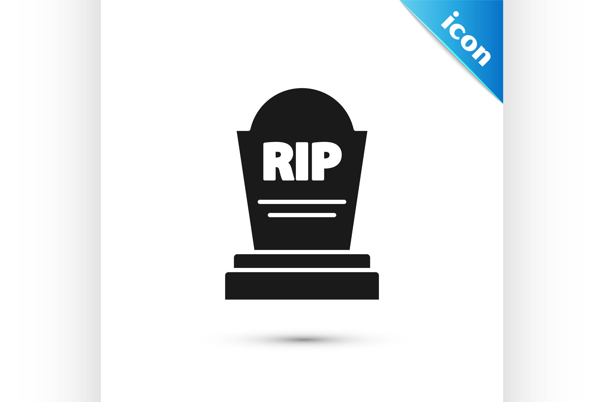 Black Tombstone with RIP written on it icon isolated on white backgrou ...