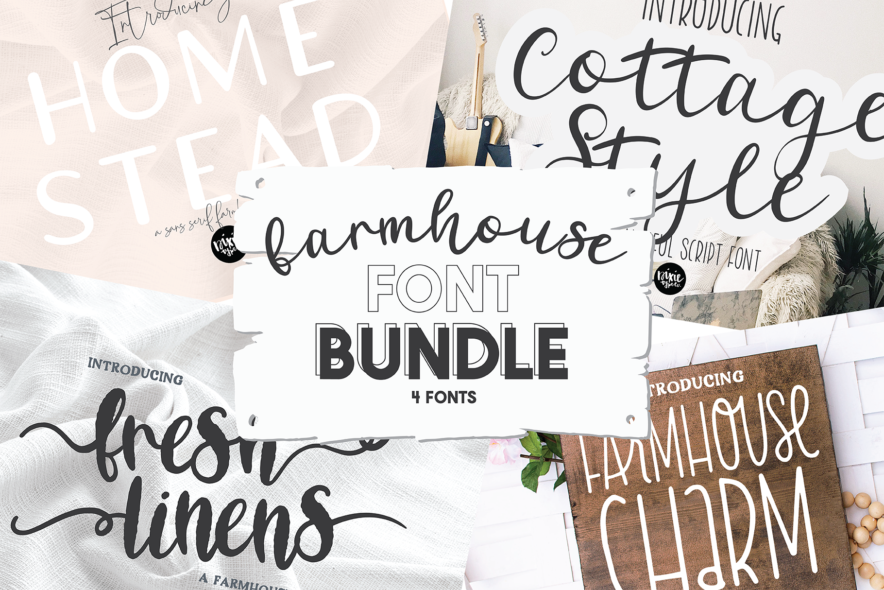 Rustic Farmhouse Font Bundle 4 Fonts By Dixie Type Co Thehungryjpeg Com