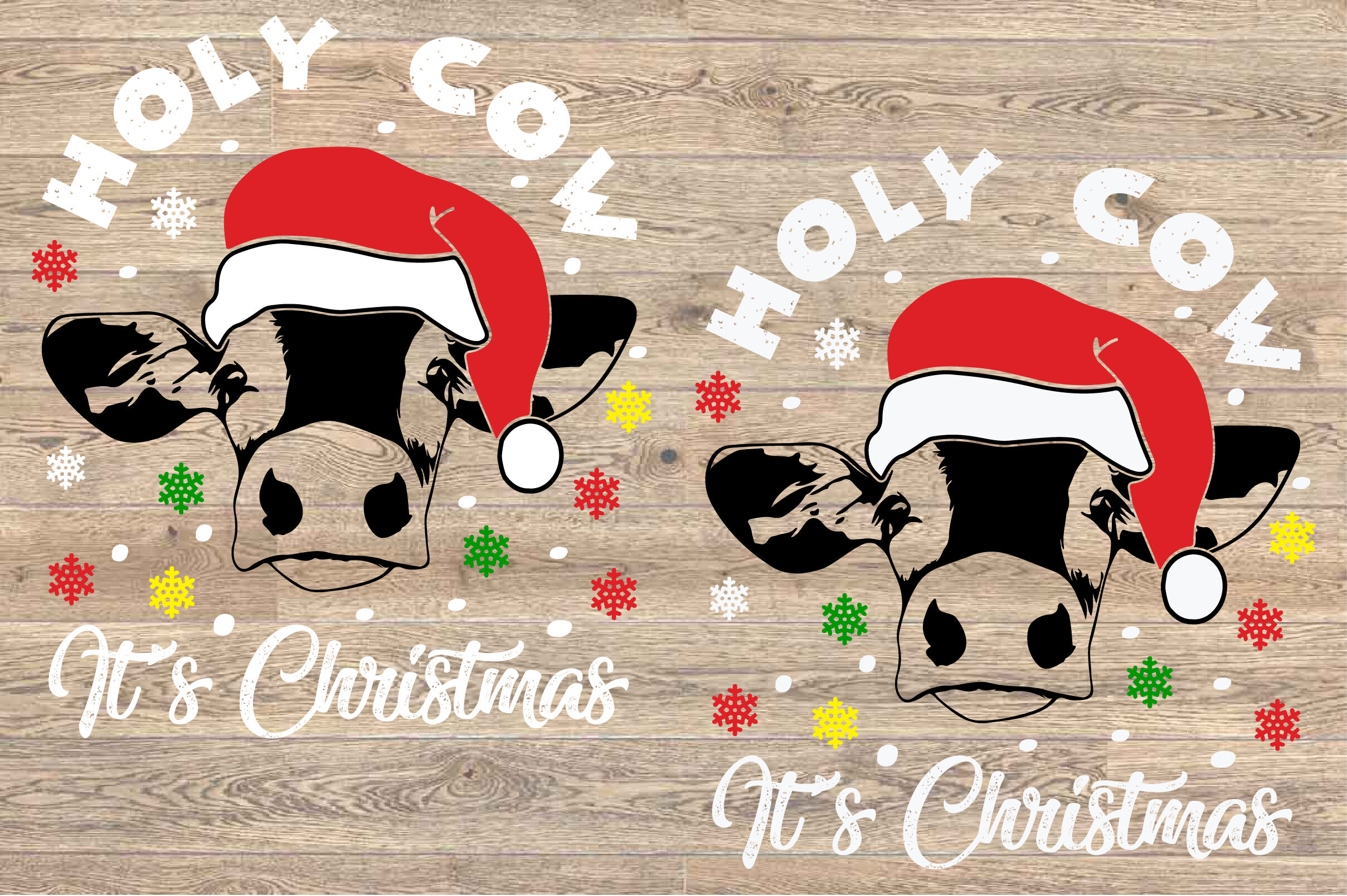 Holy Cow It S Christmas Silhouette Svg Farm Heifer Santa Claus Props 1 By Hamhamart Thehungryjpeg Com