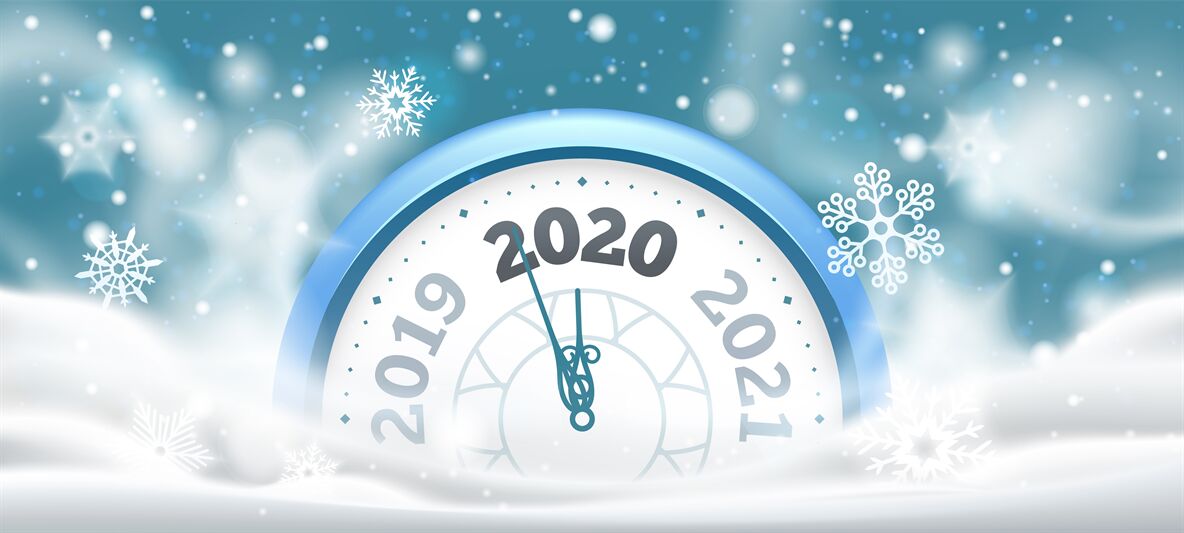 New Year winter clock. Celebration 2020 countdown in snow, holiday clo By Tartila ...