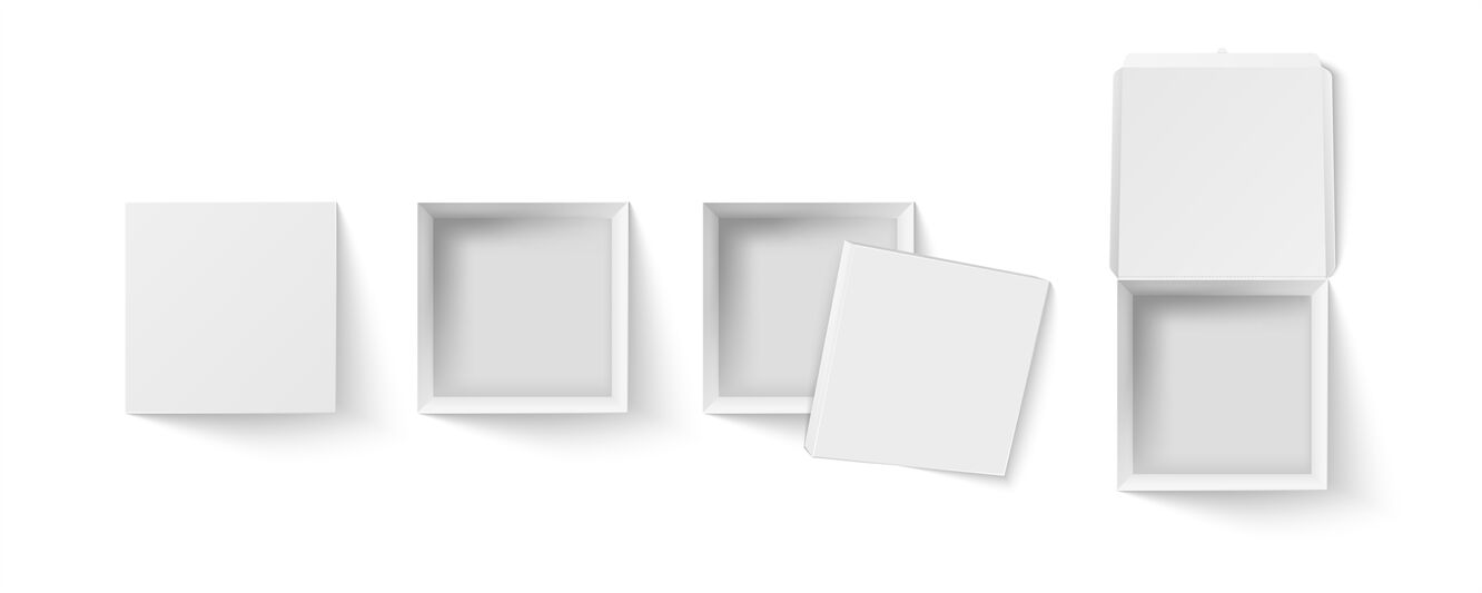 Download Square box top view mockup. Empty package, white paper ...