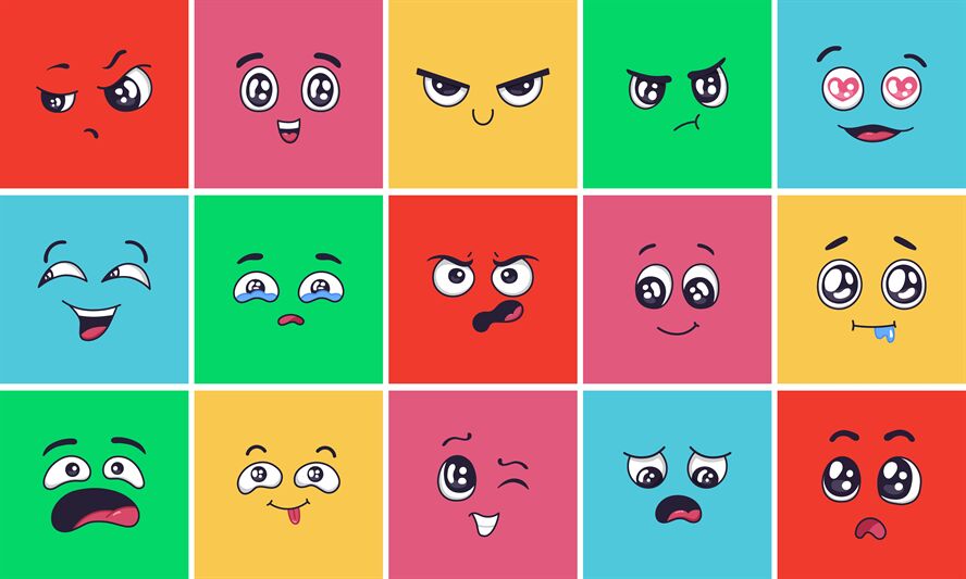 Cartoon face expressions. Surprising look faces, angry mood and doodle By  WinWin_artlab | TheHungryJPEG