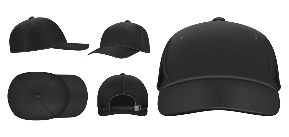 Download Black cap mockup. Sport baseball caps template, summer hat ...