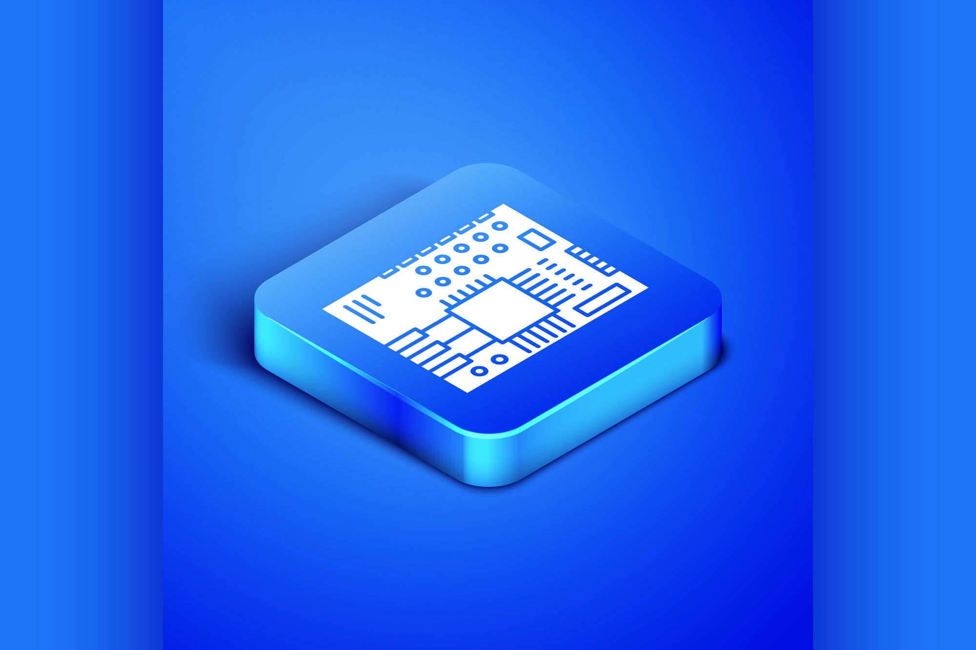 Isometric Printed circuit board PCB icon isolated on blue background ...