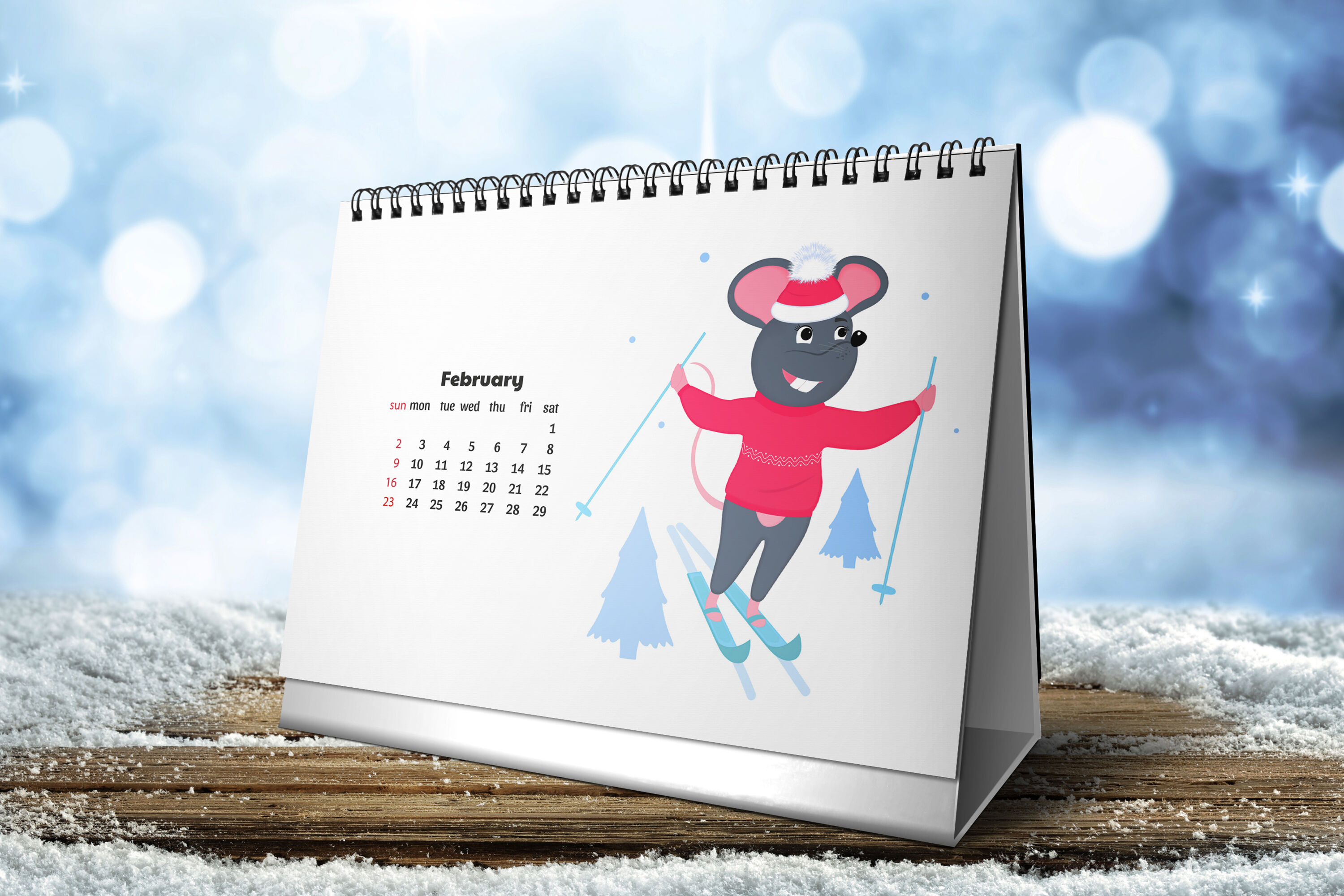 Funny mouse. Cute rats. Wall and desk calendars for 2020 By LiluArt