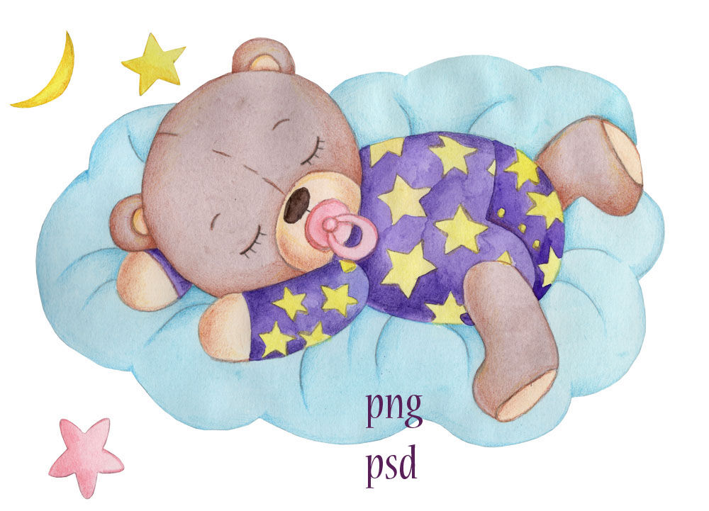 Sleeping Teddy bear baby. By Teddy Bears and their friends | TheHungryJPEG