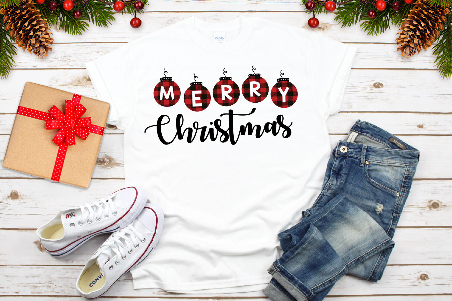 Merry Christmas Buffalo Plaid Svg By All About Svg Thehungryjpeg Com