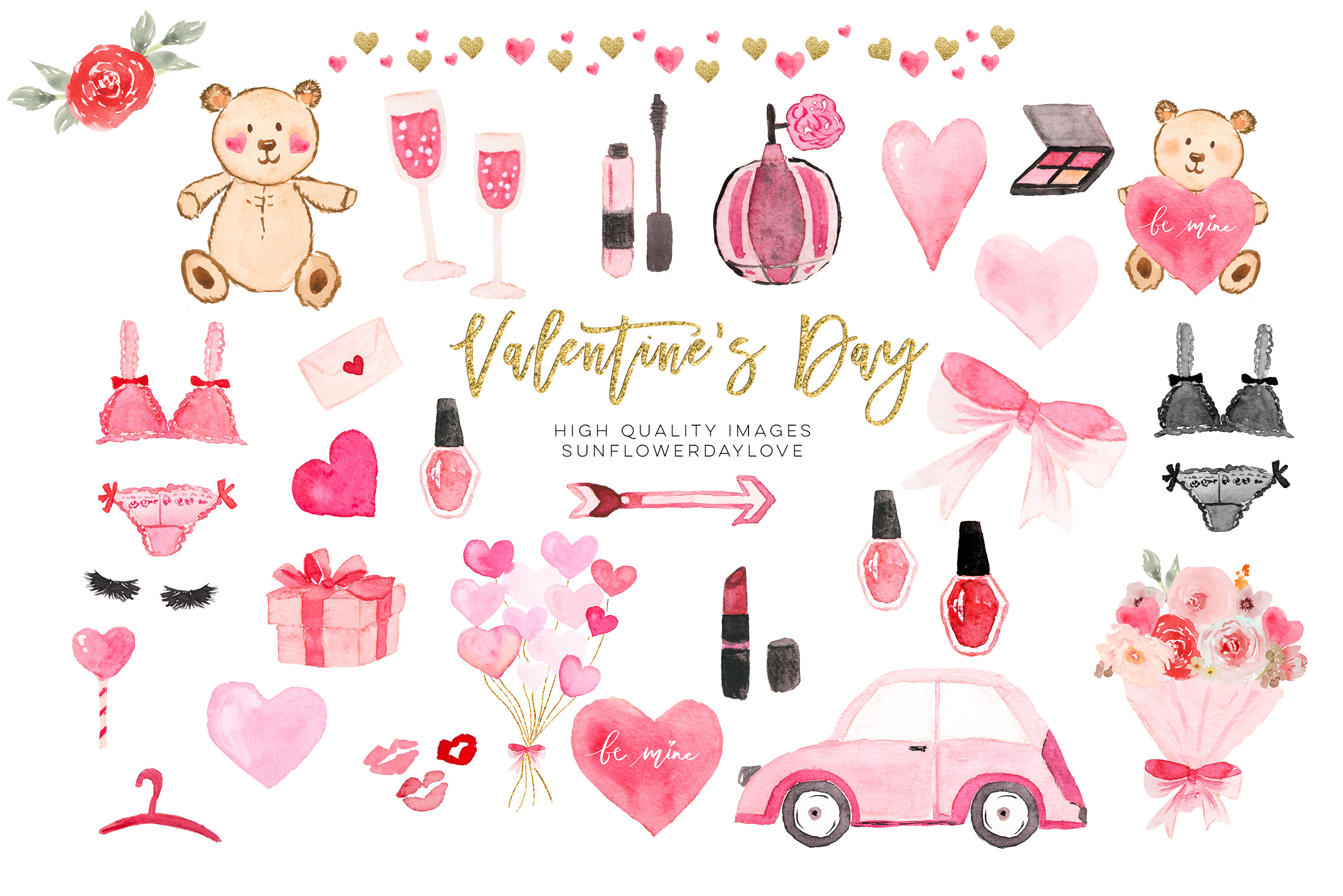 Download Valentines Day Cliparts, Pink Watercolor Heart Clipart, By ...