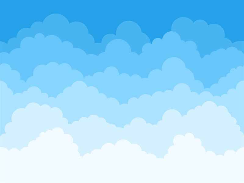Cartoon sky clouds background. Fluffy clouds in blue sky, cloudscape s By  WinWin_artlab | TheHungryJPEG