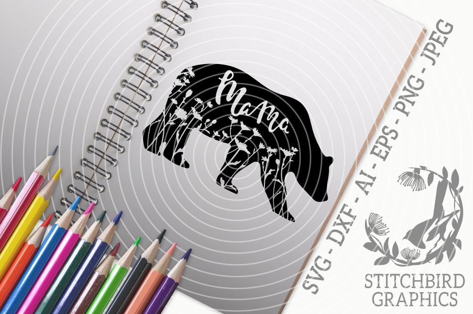Floral Meadow Mama Bear Svg Dxf Mom Instant Download Stitchbird By Stitchbird Graphics Thehungryjpeg Com