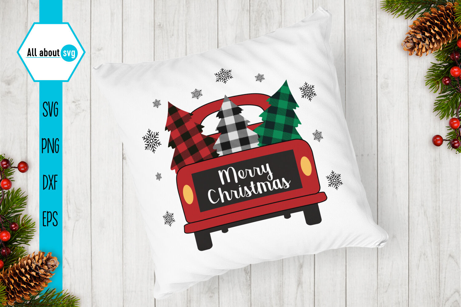 Christmas Truck Red Buffalo Plaid Svg By All About Svg Thehungryjpeg Com
