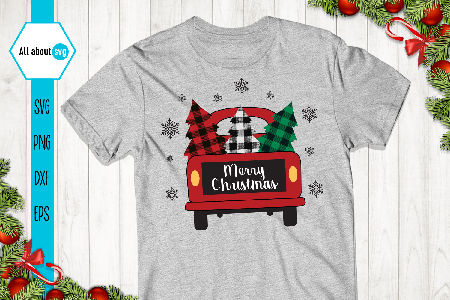 Christmas Truck Red Buffalo Plaid Svg By All About Svg Thehungryjpeg Com