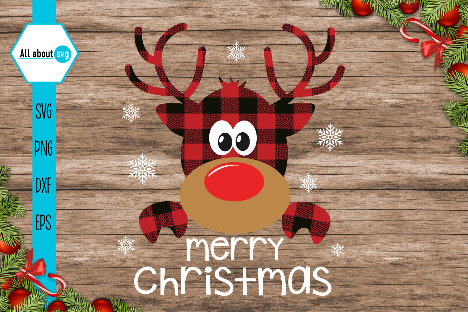 Download Merry Christmas Reindeer Plaid Svg By All About Svg Thehungryjpeg Com