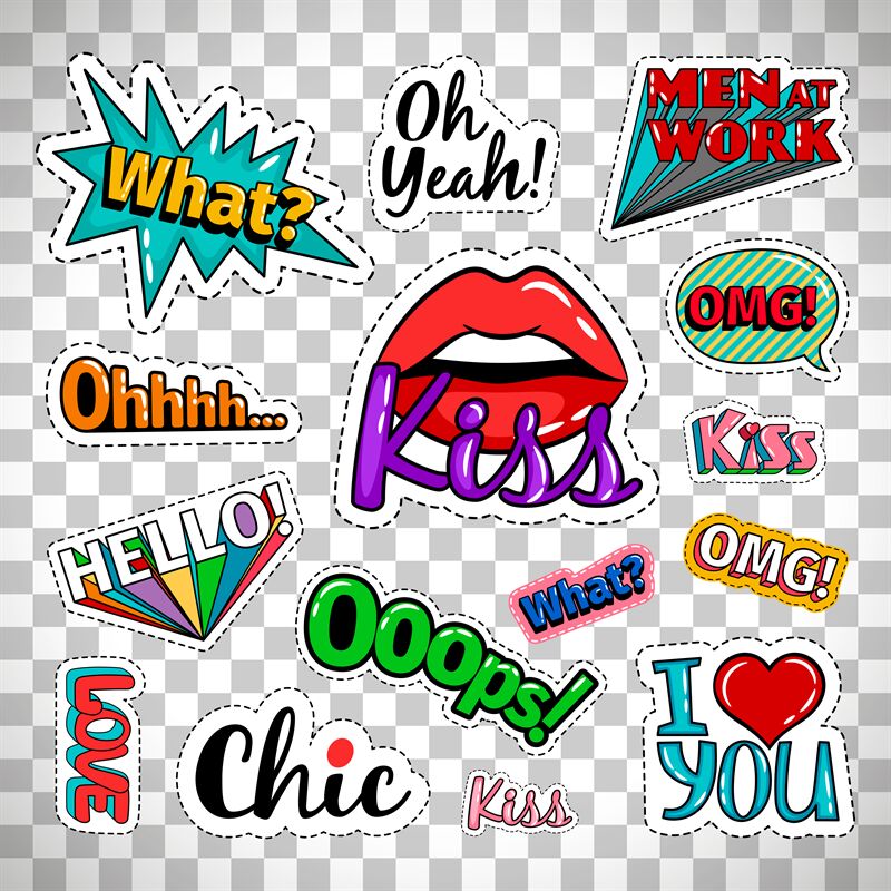 Quirky quotes stickers on transparent background By SmartStartStocker |  TheHungryJPEG