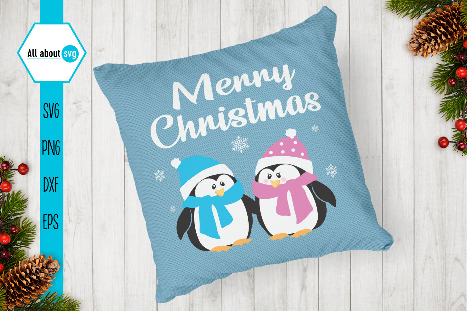 Merry Christmas Penguins Svg By All About Svg Thehungryjpeg Com