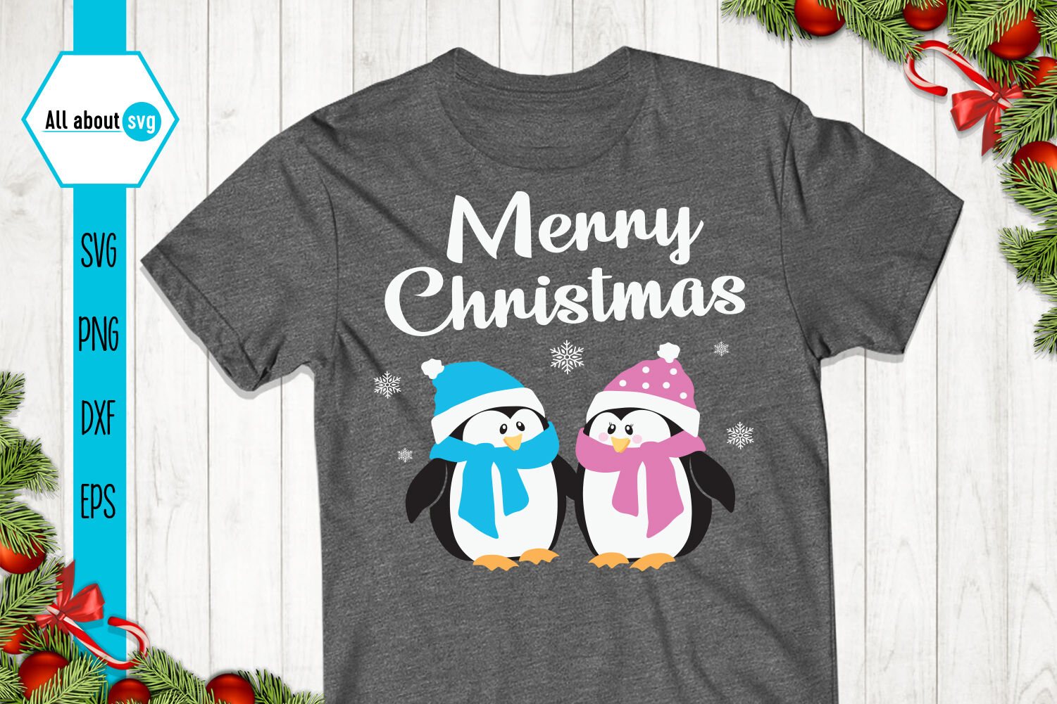 Merry Christmas Penguins Svg By All About Svg Thehungryjpeg Com