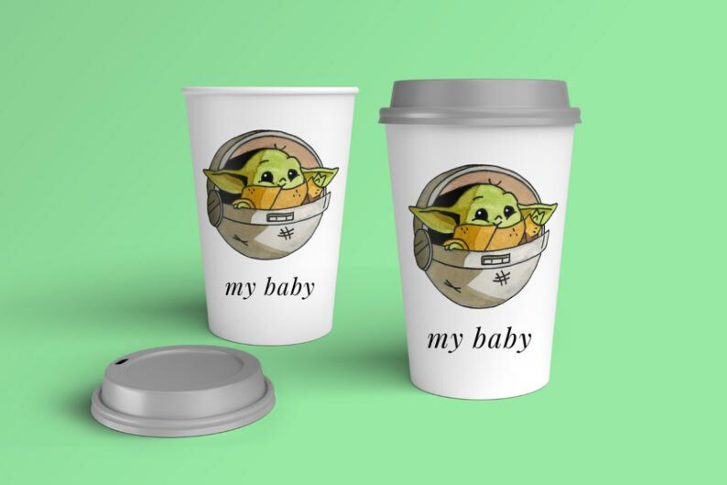 Baby Yoda Star Wars, Drinking Coffee Mug Baby Yoda, Cute Baby Yoda By