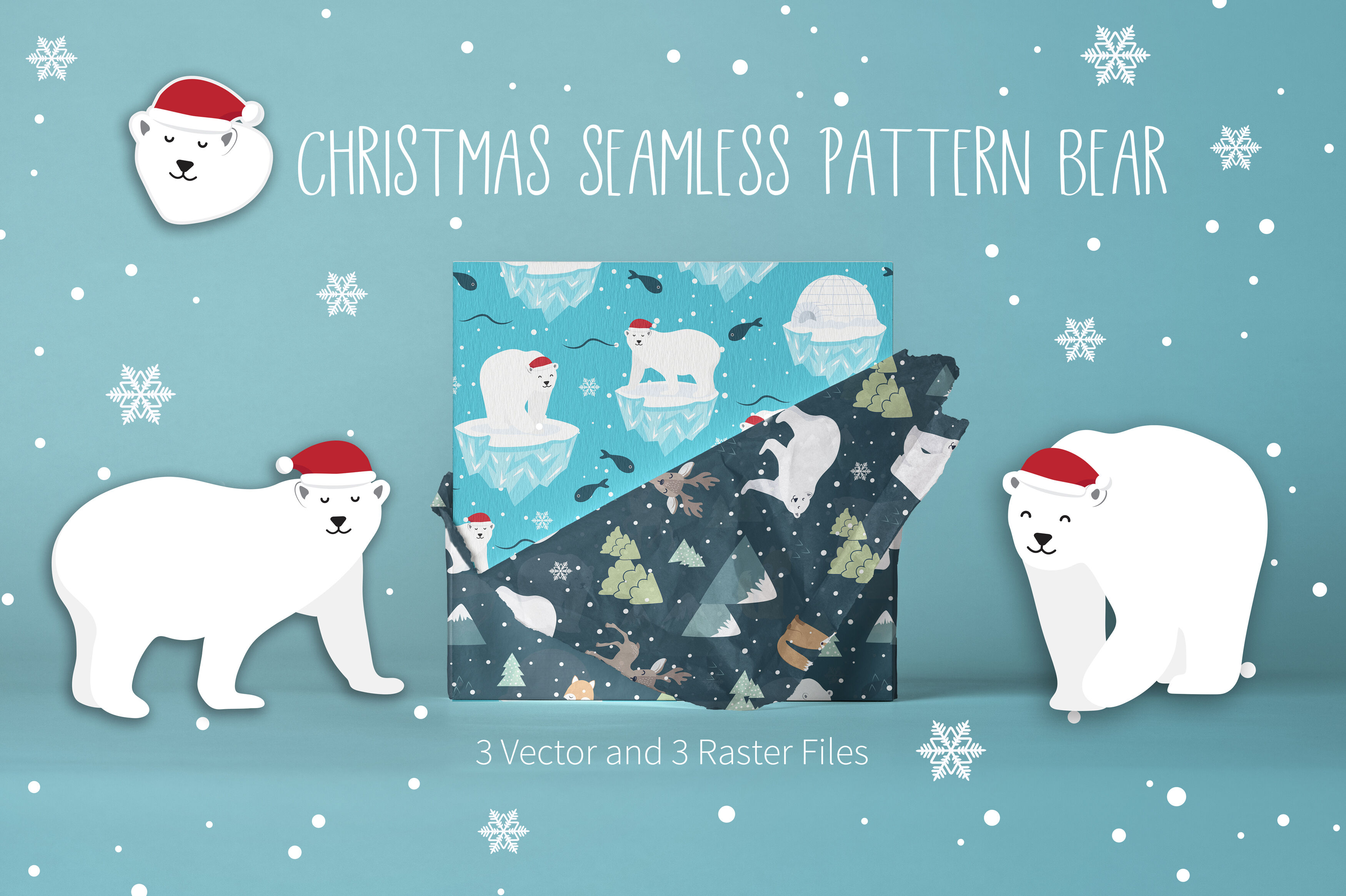 Christmas Seamless Pattern Polar Bear By Jannta Thehungryjpeg Com