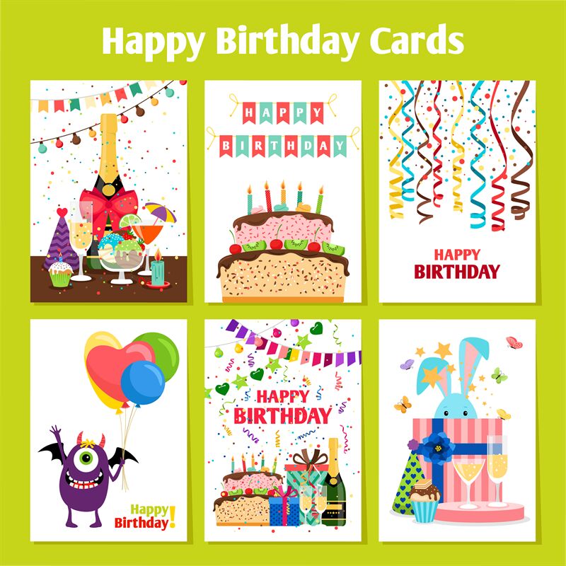 Birthday cards set By SmartStartStocker | TheHungryJPEG