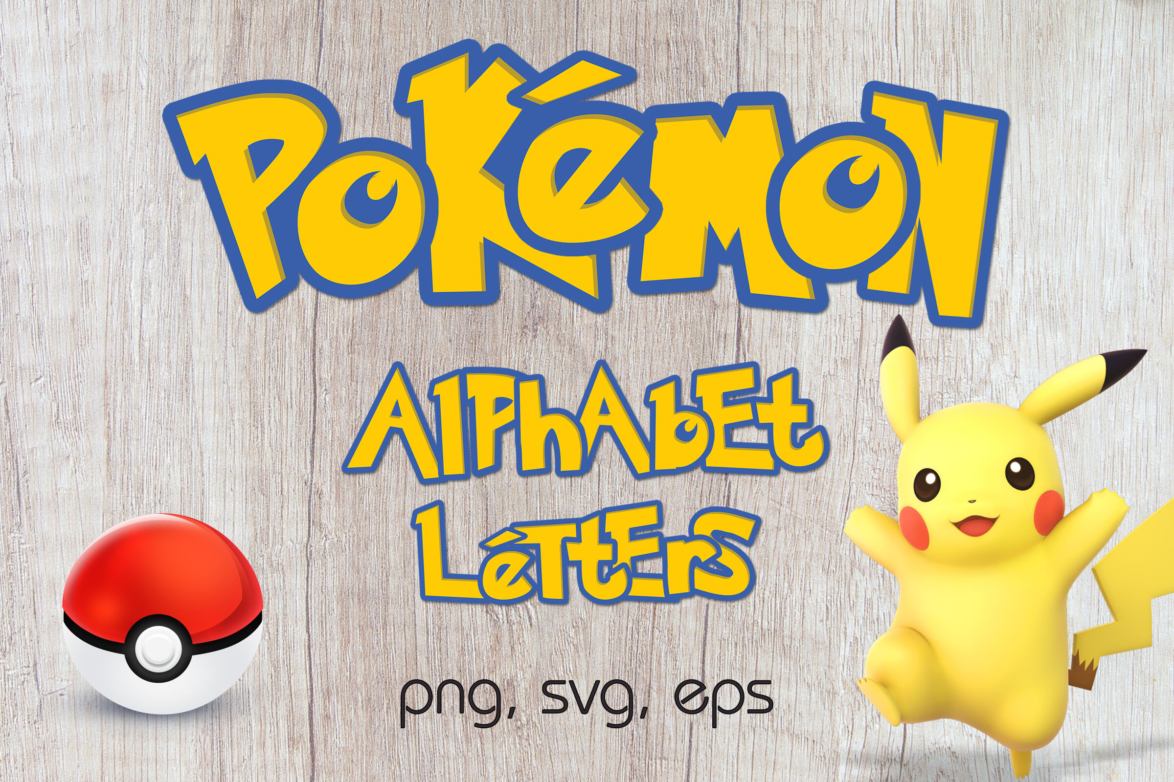 Pokemon Alphabet Letters By North Sea Studio Thehungryjpeg Com