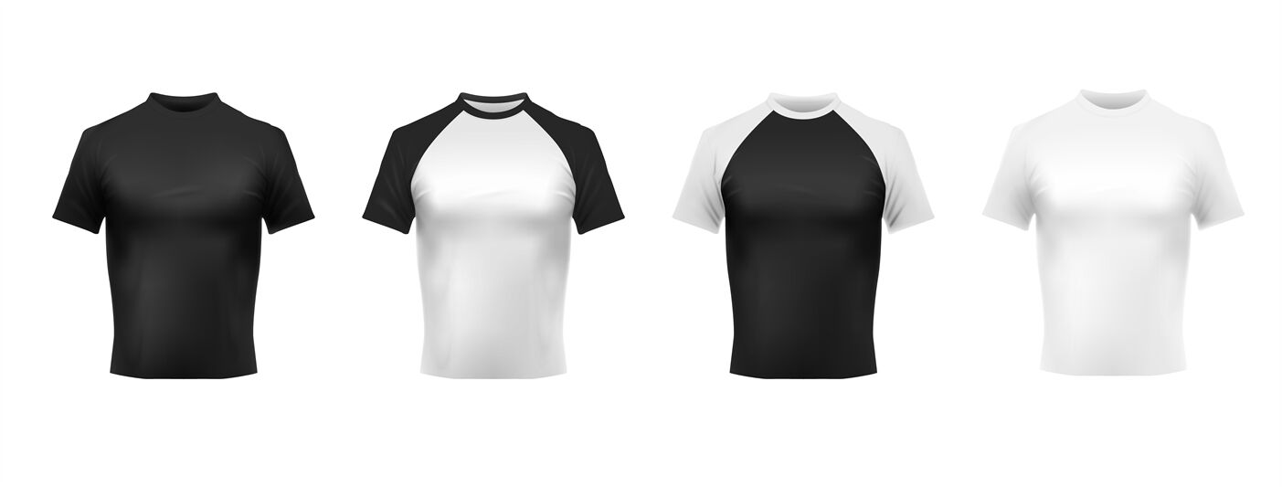 Black and white t-shirt mockup. Black polo, men shirt ...