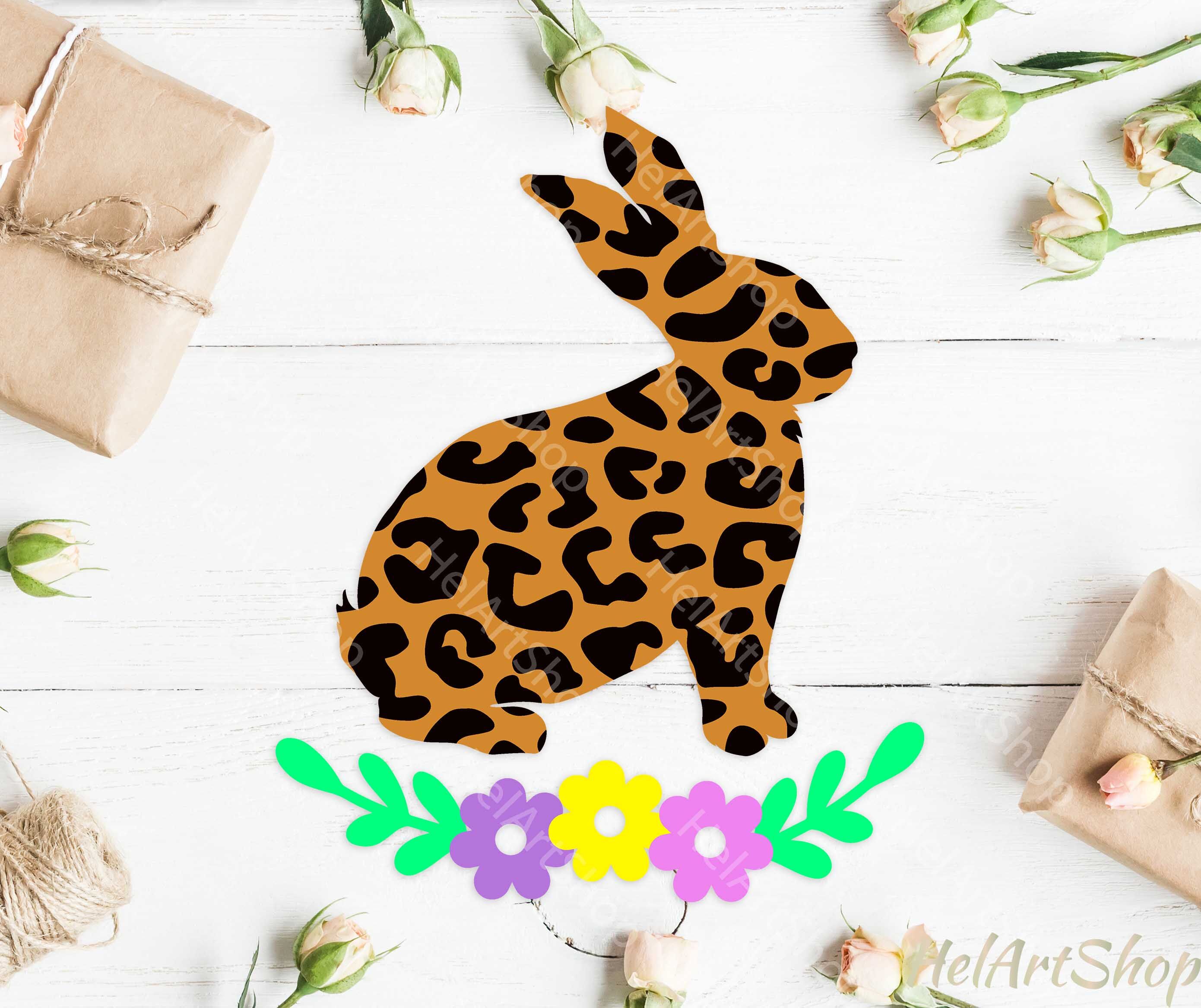 Download Leopard Print Bunny svg, Easter Bunny svg, Floral bunny ...
