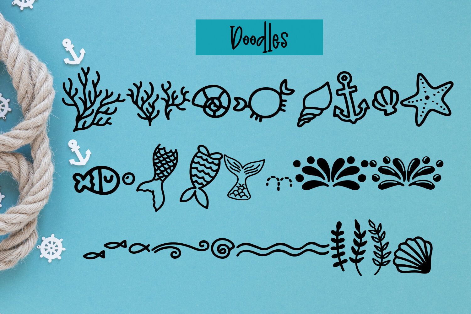 Madison S Tail A Mermaid Font Plus Nautical Doodles By Freeling Design House Thehungryjpeg Com