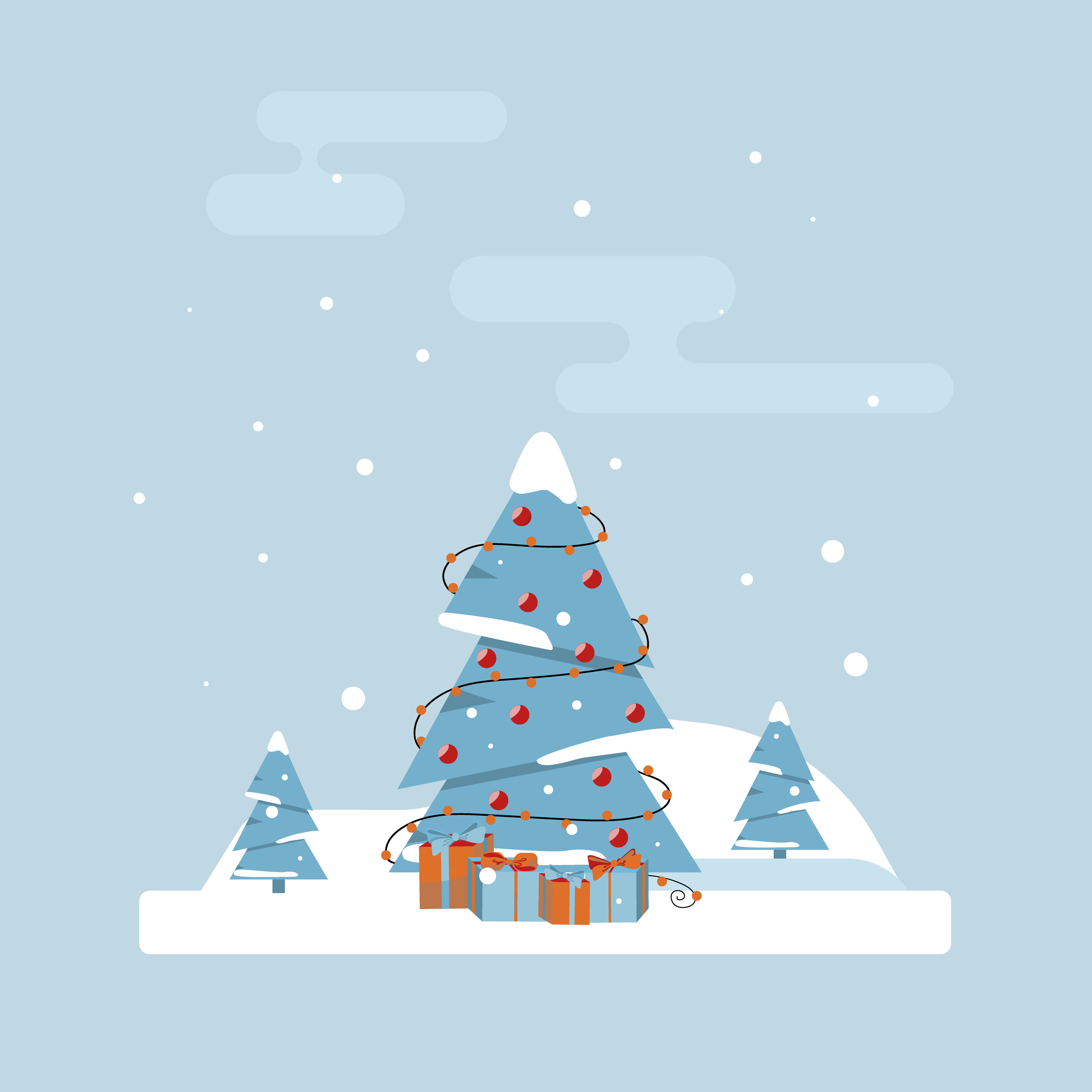 Vector Christmas tree with gift boxes By Tasha_zen | TheHungryJPEG