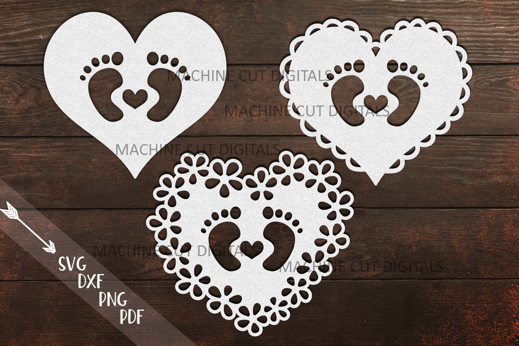 Baby Footprint Foot With Heart Svg Dxf Papercut Laser Cut By Kartcreation Thehungryjpeg Com